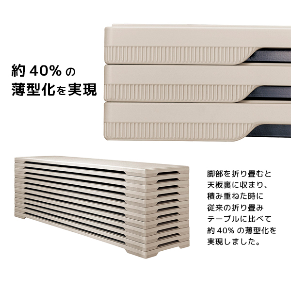 折りたたみテーブル/樹脂天板/屋外使用可/中棚付き/PET1850-T/幅1800