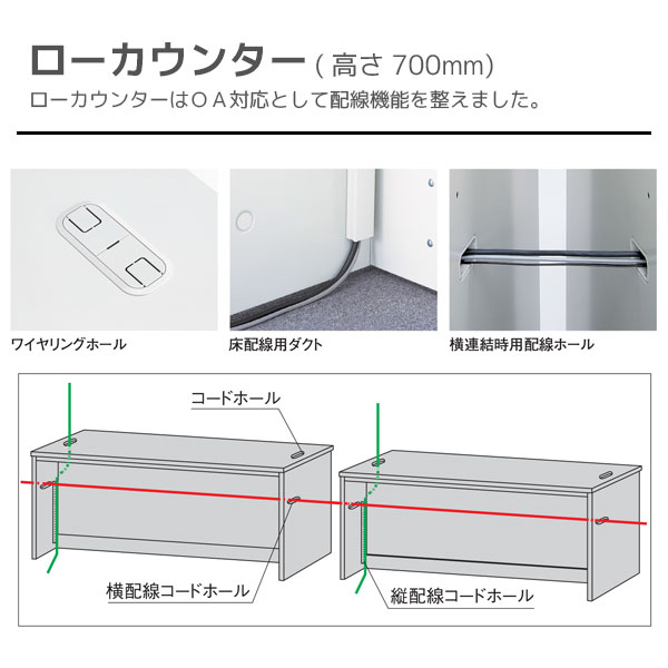 ローカウンター 車椅子対応型 Nsl 16f W 幅1600 奥行800 高さ740mm ホワイト 天板3色 Nsシリーズ