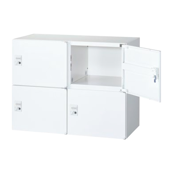 4人用パーソナルロッカー/上下兼用/投入口なし/ダイヤル錠/RW45-407H-D2/幅900×奥行450×高さ700mm/ホワイト/クウォールRWシリーズ/78256