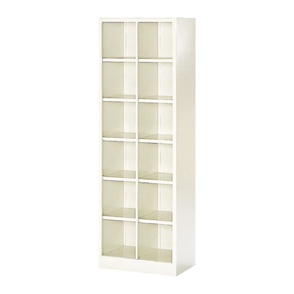 シューズロッカー/2列6段（中棚なし）/オープンタイプ/SBS-12NH2LN/幅517×奥行330×高さ1535mm/セミホワイト/SBSシリーズ/27545