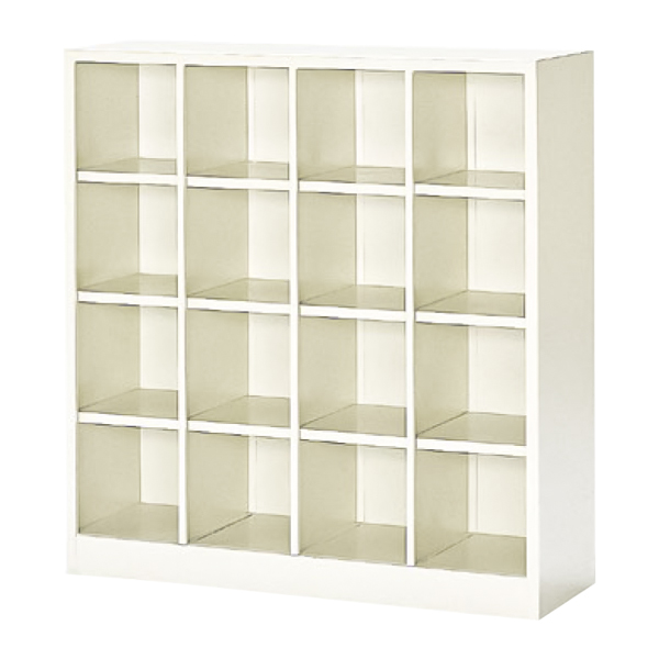 シューズロッカー/4列4段（中棚なし）/オープンタイプ/SBS-16NH4LN/幅999×奥行330×高さ1055mm/セミホワイト/SBSシリーズ/27539