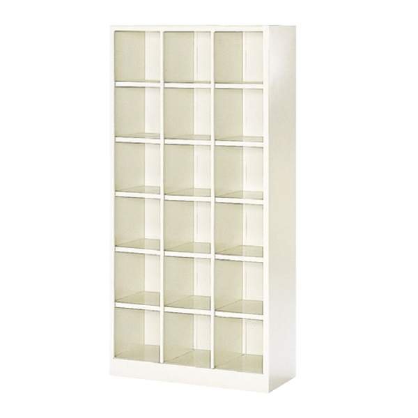 シューズロッカー/3列6段（中棚なし）/オープンタイプ/SBS-18NH3LN/幅758×奥行330×高さ1535mm/セミホワイト/SBSシリーズ/27547