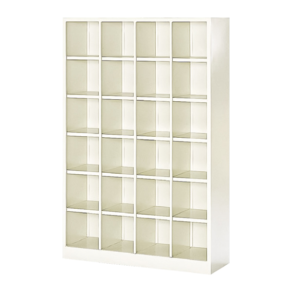 シューズロッカー/4列6段（中棚なし）/オープンタイプ/SBS-24NH4LN/幅999×奥行330×高さ1535mm/セミホワイト/SBSシリーズ/27549