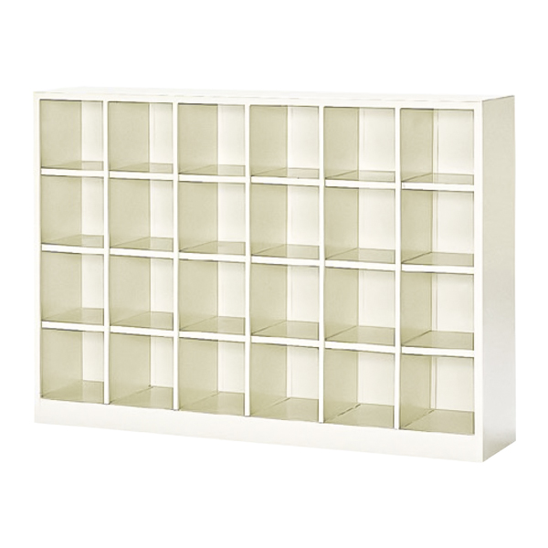 シューズロッカー/6列4段（中棚なし）/オープンタイプ/SBS-24NW6LN/幅1481×奥行330×高さ1055mm/セミホワイト/SBSシリーズ/27543