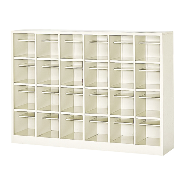 シューズロッカー/6列4段（中棚あり）/オープンタイプ/SBS-24W6N/幅1481×奥行330×高さ1055mm/セミホワイト/SBSシリーズ/27544