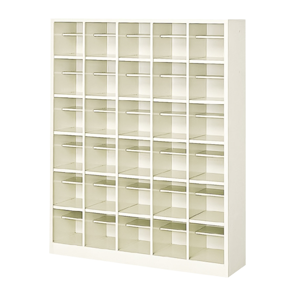 シューズロッカー/5列6段（中棚あり）/オープンタイプ/SBS-30H5N/幅1240×奥行330×高さ1535mm/セミホワイト/SBSシリーズ/27552