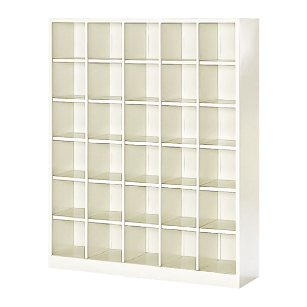 シューズロッカー/5列6段（中棚なし）/オープンタイプ/SBS-30NH5LN/幅1240×奥行330×高さ1535mm/セミホワイト/SBSシリーズ/27551