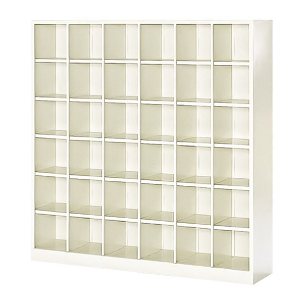 シューズロッカー/6列6段（中棚なし）/オープンタイプ/SBS-36NH6LN/幅1481×奥行330×高さ1535mm/セミホワイト/SBSシリーズ/27553