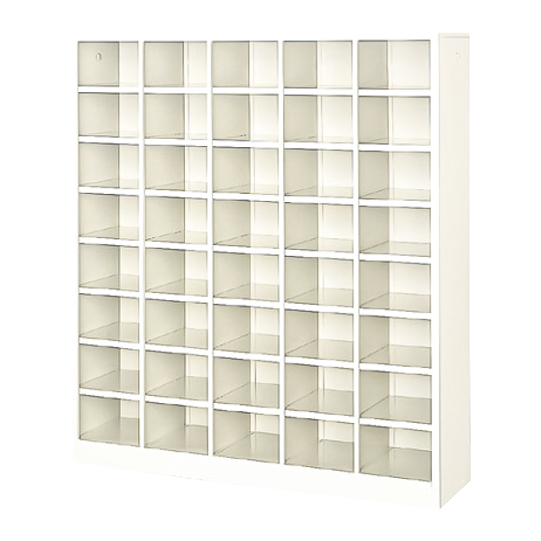 シューズロッカー/5列8段（中棚なし）/オープンタイプ/SBS-40NH5SN/幅1240×奥行330×高さ1399mm/セミホワイト/SBSシリーズ/27558