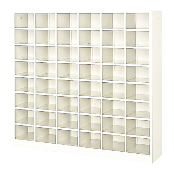 シューズロッカー/6列8段（中棚なし）/オープンタイプ/SBS-48NW6SN/幅1481×奥行330×高さ1399mm/セミホワイト/SBSシリーズ/27559