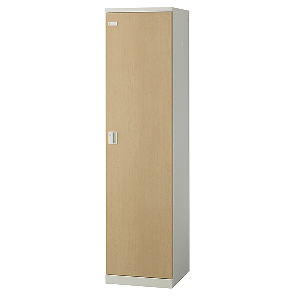 【受注生産】1人用更衣ロッカー/木目扉タイプ/鍵付/SLBL-1-□/幅450×奥行515×高さ1800mm/ナチュラル/SLBシリーズ/72146