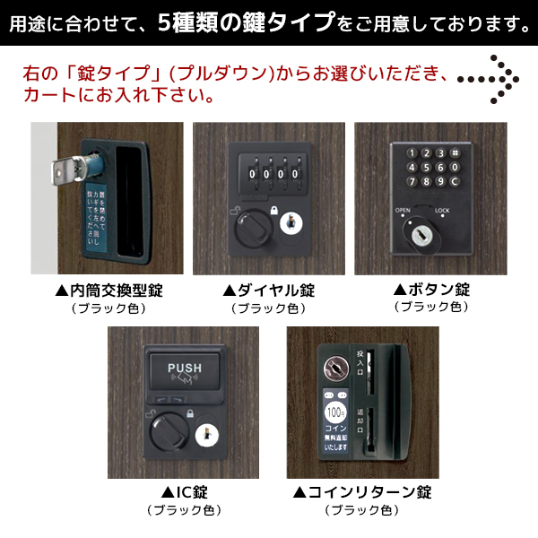 2人用ロッカー/鍵付/SLJ-2WM-□/幅900×奥行515×高さ1800mm/ダーク