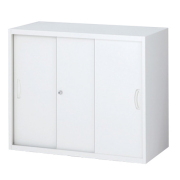 スチール3枚引戸書庫/上下兼用/内筒交換錠/RW45-307S/幅900×奥行450×高さ750/ホワイト/クウォールRWシリーズ/58911
