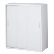 スチール3枚引戸書庫/上下兼用/内筒交換錠/RW45-310S/幅900×奥行450×高さ1050/ホワイト/クウォールRWシリーズ/58912