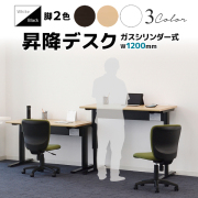昇降デスク/平机/ガスシリンダー式/電源不要/LDC-L127□-□□/幅1200×奥行700×高さ720mm/脚色2色/天板3色/【KOE】LDCシリーズ/1002100