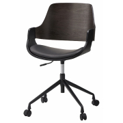 ミーティングチェア/木目×レザー調/MON-65/ダークブラウン/1001800