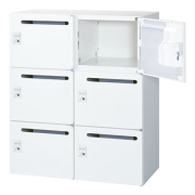 6人用メールボックス/下置用/ダイヤル錠/RW45-610P-D2/幅900×奥行450×高さ1050mm/ホワイト/クウォールRWシリーズ/78250