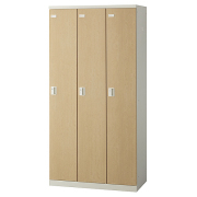 【受注生産】3人用更衣ロッカー/木目扉タイプ/鍵付/SLBL-3-□/幅900×奥行515×高さ1800mm/ナチュラル/SLBシリーズ/72152