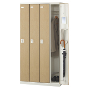 【受注生産】4人用更衣ロッカー/木目扉タイプ/鍵付/SLBL-4-□/幅900×奥行515×高さ1800mm/ナチュラル/SLBシリーズ/72155