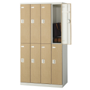 【受注生産】4列2段8人用更衣ロッカー/木目扉タイプ/鍵付/SLBL-8-□/幅900×奥行515×高さ1800mm/ナチュラル/SLBシリーズ/72161