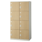 【受注生産】2列4段8人用更衣ロッカー/木目扉タイプ/鍵付/SLBL-8W-□/幅900×奥行515×高さ1800mm/ナチュラル/SLBシリーズ/72164