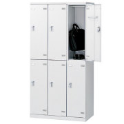 3列2段6人用更衣ロッカー/鍵付/SLBW-6-□/幅900×奥行515×高さ1800mm/ホワイト/SLBシリーズ/72214