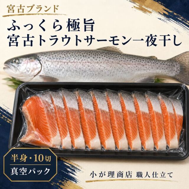 【宮古ブランド】ふっくら極旨 宮古トラウトサーモン一夜干し（半身10切真空パック）