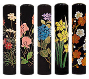 黒水牛 印鑑 実印 花 13.5mm蒔絵シリーズ