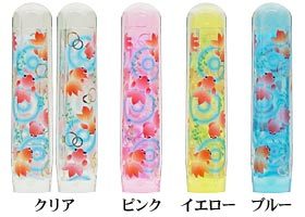 かわいい カラー 印鑑 ☆6角美人「金魚」 12mm