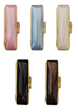 印鑑ケース　クリスタルクロコ金フチ　サイズ中　15ミリまでの印鑑が入ります