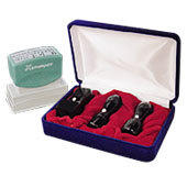 法人印鑑実印18mm・銀行印16.5mm・角印24mm・シャチハタ2060号黒水牛 3本+シャチハタ セット