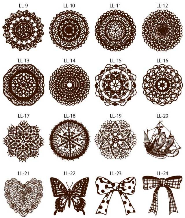 海外　スタンプ　レース   9点 イラストスタンプ/レーススタンプ LLサイズ