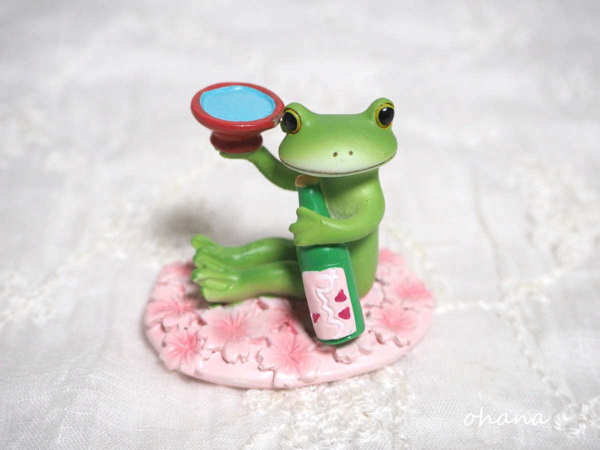 花見酒の酔いどれカエル