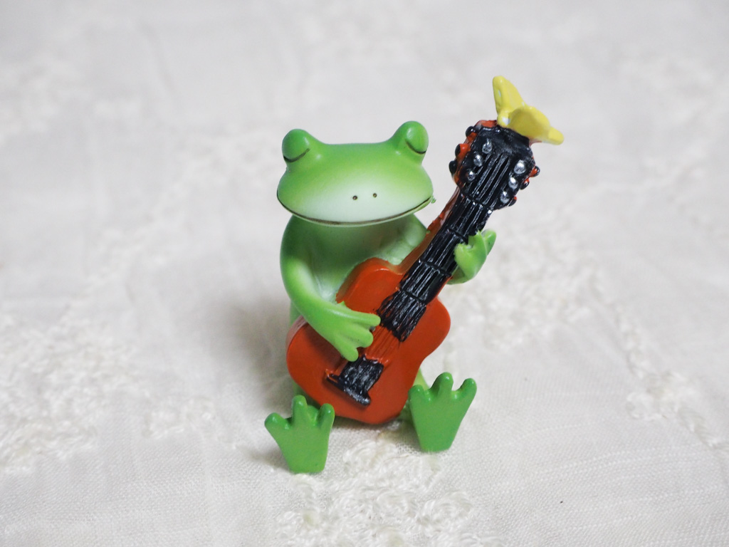 アコースティックギターとカエル