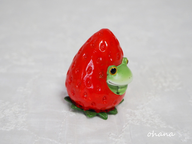 いちごの中からカエル