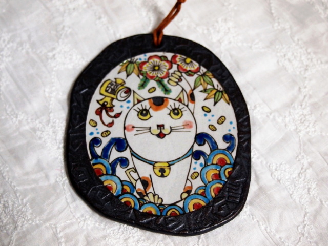 招き猫　壁掛け　レトロ 陶器「招き猫の壁掛け」あんあん堂