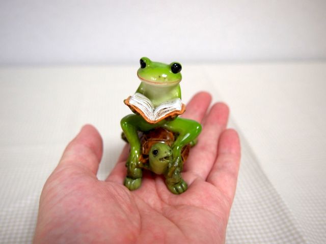 亀乗り読書蛙