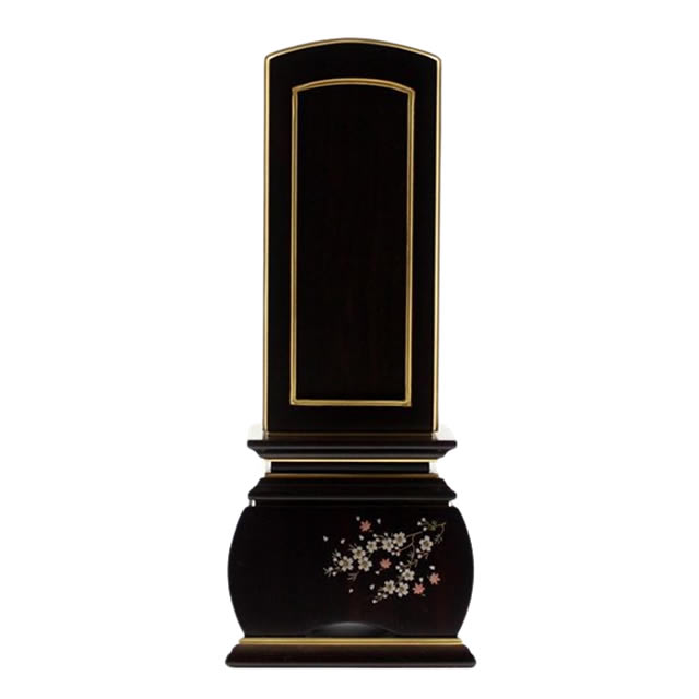 IH-0705 繰り出し位牌 黒檀 優雅 風桜回出 3,5寸～5,0寸 お仏壇お仏具