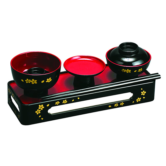 OB-0302　【仏膳・他】略式仏膳　蒔絵　桜　6.5寸