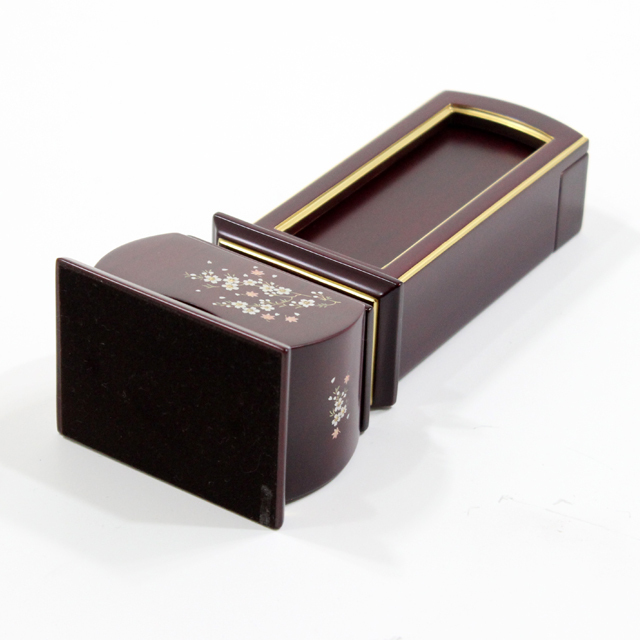 IH-0706 繰り出し位牌 紫檀 優雅 風桜回出 3,5寸～5,0寸 お仏壇お仏具