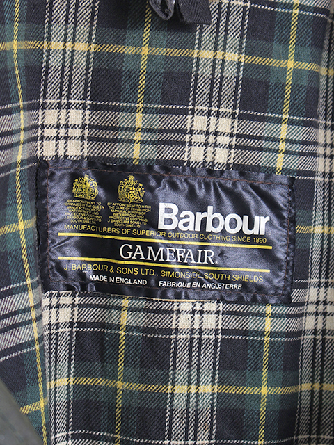 VINTAGE】82～87s 2WARRANT REPROOF Barbour『GAMEFAIR』OLIVE
