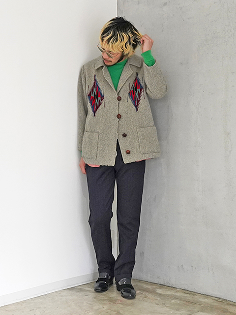 日本ヴィンテージネイビーストライプトラウザースワタナベ