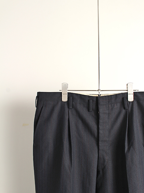 50s【極美品】スラックス トラウザー ストライプ ダークグレー - パンツ