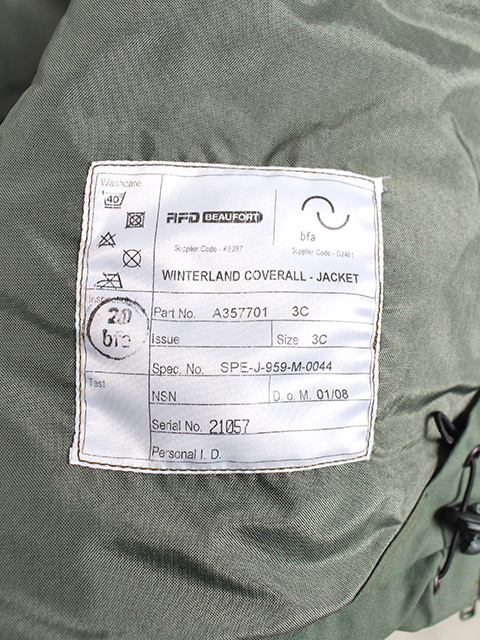 イギリス空軍ウィンターランドカバーオールジャケットDEAD STOCK