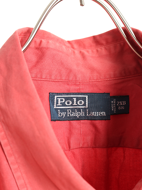 ラルフローレンワークシャツポケットタグ付き　2XBピンクコットンツイル