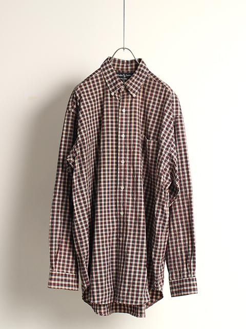 ラルフローレンBIG SHIRTレッド×ブルーチェック　L