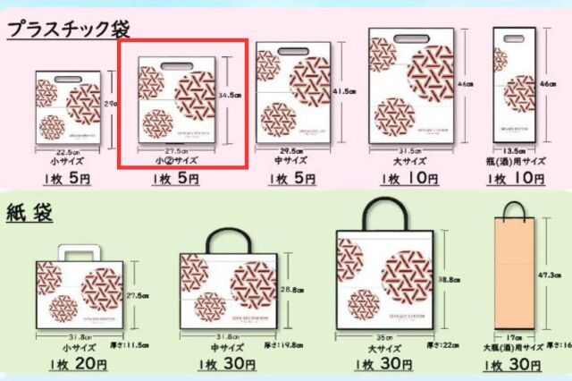 袋サイズ表小2