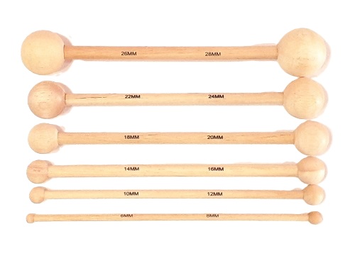 花びらこて  陶芸用 両端サイズ違い木球 長さ170m 丸こて 陶芸 陶芸教室 こて コテ 木 木製