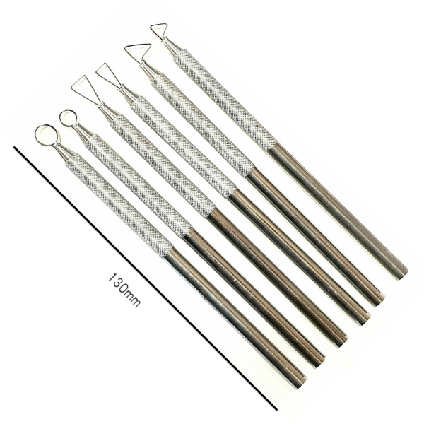 アルミカキベラ 6本組 長さ130ｍｍ 陶芸用 細かい作業 お買い得 セット カキベラ アルミ へら ヘラ