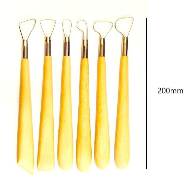 平線コテベラセット 6本組 刃付き 陶芸用 長さ約210ｍｍ こて コテ へら ヘラ お買い得 陶芸教室 陶芸